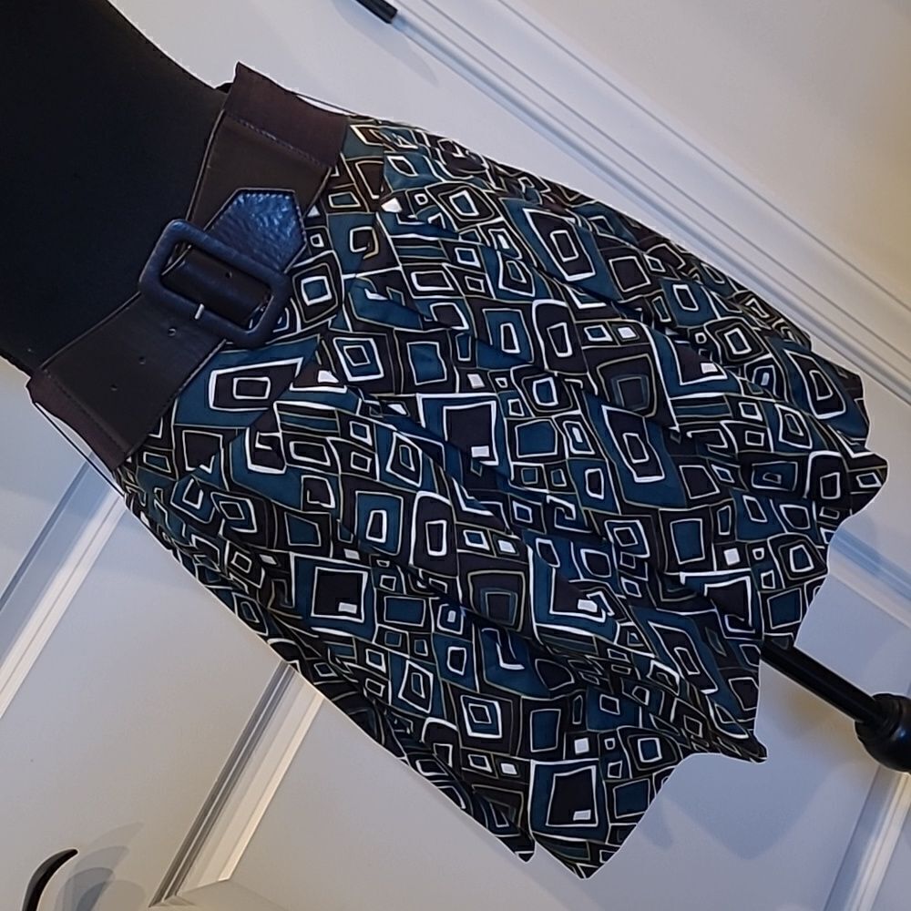 Charlotte Russe brown & teal belted mini skirt NWOT